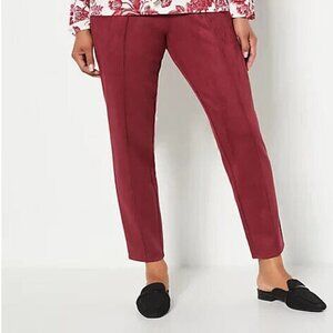 NWT J Jason Wu Petite Faux Suede Pull On Pants Small WIne